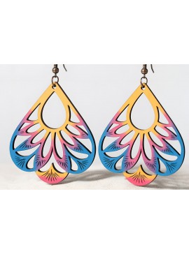 Σετ των 3 Intra απο ξύλο plywood 3mm-4mm πάχος Σκουλαρίκια Boho Petal Teardrop Δίασταση 3x3 cm INTRAFABR-121541651