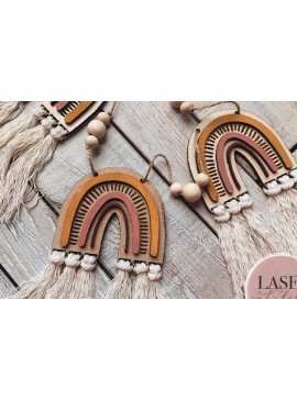 Σετ των 3 Intra απο ξύλο plywood 3mm-4mm πάχος Boho Rainbow Garland Δίασταση 4x4 cm INTRAFABR-72644645
