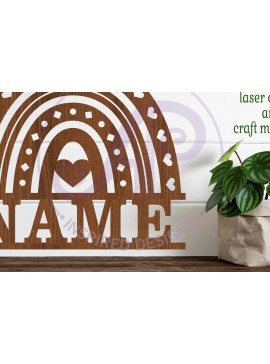 Σετ των 3 Intra απο ξύλο plywood 3mm-4mm πάχος Boho Rainbow Theme Sign  Δίασταση 6x6 cm INTRAFABR-96099230