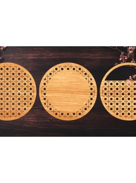 Σετ των 2 Intra απο ξύλο plywood 3mm-4mm πάχος Boho Rattan Round Sign Δίασταση 30x20 cm INTRAFABR-123095078