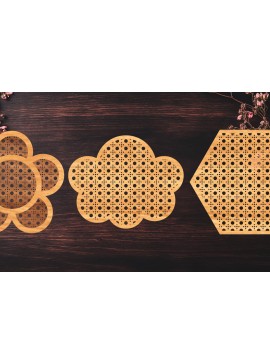 Σετ των 2 Intra απο ξύλο plywood 3mm-4mm πάχος Boho Rattan Signs Δίασταση 30x20 cm INTRAFABR-123333557