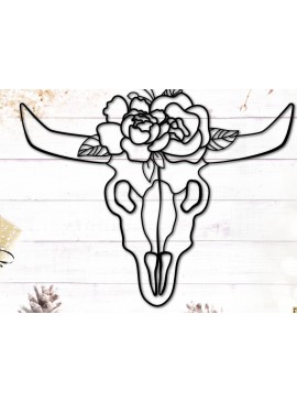 Σετ των 2 Intra απο ξύλο plywood 3mm-4mm πάχος Περίγραμμα Boho Skull Δίασταση 15x15 cm INTRAFABR-117745854