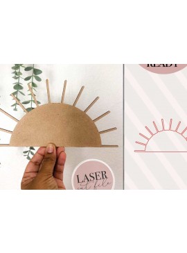 Σετ των 3 Intra απο ξύλο plywood 3mm-4mm πάχος Boho Sun Δίασταση 8x8 cm INTRAFABR-71443922