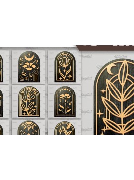 Σετ των 2 Intra απο ξύλο plywood 3mm-4mm πάχος κοπής με λέιζερ για διακόσμηση τοίχου Boho Δίασταση 30x20 cm INTRAFABR-103439588