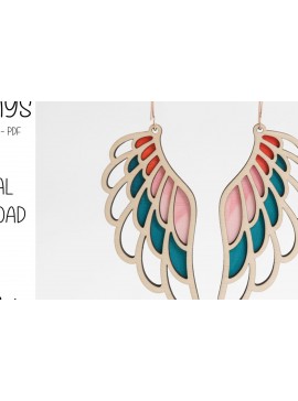 Σετ των 3 Intra απο ξύλο plywood 3mm-4mm πάχος Σκουλαρίκια Bold Angel Wings Δίασταση 3x3 cm INTRAFABR-123009418