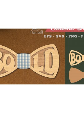 Σετ των 2 Intra απο ξύλο plywood 3mm-4mm πάχος Bold Bowtie Δίασταση 15x15 cm INTRAFABR-112130165