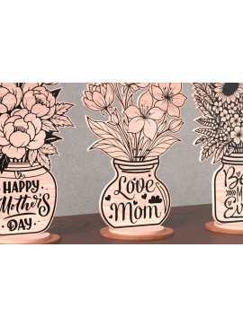 Σετ των 2 Intra απο ξύλο plywood 3mm-4mm πάχος Bold Mother’s Day Vase Set Δίασταση 14x14 cm INTRAFABR-120643347