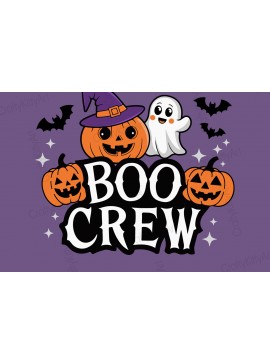 Σετ των 3 Intra απο ξύλο plywood 3mm-4mm πάχος Boo Crew Cute Ghost and Pumpkins Δίασταση 7x7 cm INTRAFABR-107016069