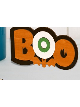 Σετ των 2 Intra απο ξύλο plywood 3mm-4mm πάχος Boo - Διακοσμητικό πρότυπο αποκριών Δίασταση 15x15 cm INTRAFABR-104325059