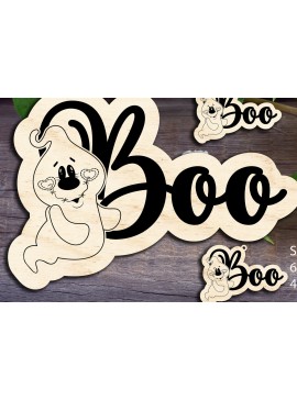 Σετ των 2 Intra απο ξύλο plywood 3mm-4mm πάχος Boo Ghost - Μοτίβο κοπής με λέιζερ Δίασταση 15x15 cm INTRAFABR-29826974