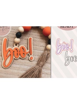 Σετ των 2 Intra απο ξύλο plywood 3mm-4mm πάχος Boo Halloween Tag Δίασταση 15x15 cm INTRAFABR-74485223