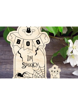 Σετ των 2 Intra απο ξύλο plywood 3mm-4mm πάχος Boo I'm Spooky Ghost Δίασταση 15x15 cm INTRAFABR-35668939
