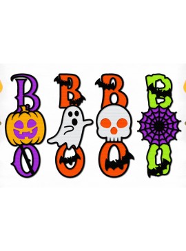 Σετ των 2 Intra απο ξύλο plywood 3mm-4mm πάχος Boo Sign Halloween  Δίασταση 15x15 cm INTRAFABR-106329696