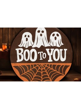 Σετ των 3 Intra απο ξύλο plywood 3mm-4mm πάχος Boo to You 3D Halloween Door Δίασταση 7x7 cm INTRAFABR-104607215