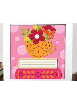 Σετ των 3 Intra απο ξύλο plywood 3mm-4mm πάχος Book and Tea 3D Shadow Box Δίασταση 7x7 cm INTRAFABR-96657013