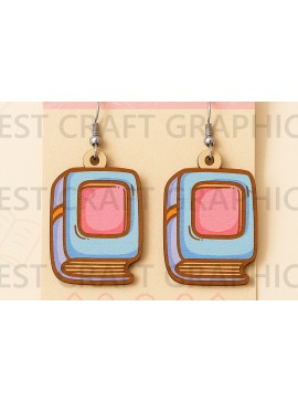 Σετ των 3 Intra απο ξύλο plywood 3mm-4mm πάχος Book Earrings – Reading Time Δίασταση 3x3 cm INTRAFABR-124955739
