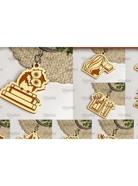 Σετ των 3 Intra απο ξύλο plywood 3mm-4mm πάχος Βιβλίο Μπρελόκ κοπής με λέιζερ Δίασταση 6x6 cm INTRAFABR-100112593