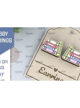 Σετ των 3 Intra απο ξύλο plywood 3mm-4mm πάχος Σκουλαρίκια Book Lover Σχέδιο κοπής με λέιζερ Δίασταση 3x3 cm INTRAFABR-104759901