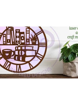 Σετ των 3 Intra απο ξύλο plywood 3mm-4mm πάχος κοπής με λέιζερ ρολόι τοίχου Book Lovers Δίασταση 8x8 cm INTRAFABR-124358434