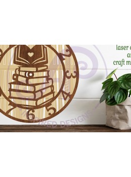 Σετ των 3 Intra απο ξύλο plywood 3mm-4mm πάχος κοπής με λέιζερ ρολόι τοίχου Book Lovers Δίασταση 8x8 cm INTRAFABR-94107518