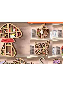 Σετ των 2 Intra απο ξύλο plywood 3mm-4mm πάχος Βάσεις ραφιών βιβλίου Δέσμη κοπής με λέιζερ Δίασταση 30x20 cm INTRAFABR-98897654