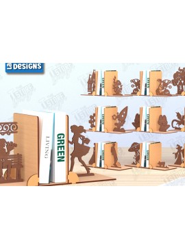 Σετ των 2 Intra απο ξύλο plywood 3mm-4mm πάχος κοπής με λέιζερ Bookends | Πώμα βιβλίου Δίασταση 15x15 cm INTRAFABR-120177385