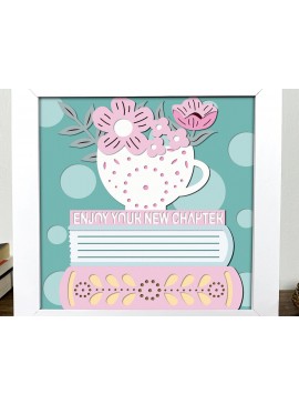 Σετ των 3 Intra απο ξύλο plywood 3mm-4mm πάχος Βιβλία και τσάι 3D Shadow Box Δίασταση 7x7 cm INTRAFABR-96656808