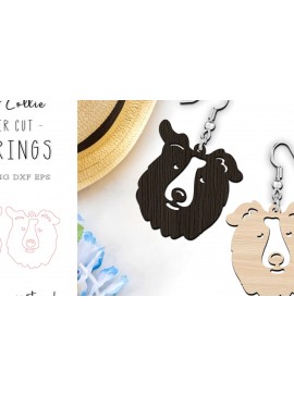 Σετ των 3 Intra απο ξύλο plywood 3mm-4mm πάχος Σκουλαρίκια Border Collie Dog Cut  Δίασταση 1x1 cm INTRAFABR-119252861