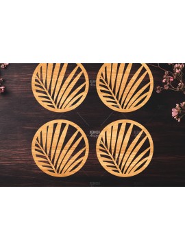 Σετ των 2 Intra απο ξύλο plywood 3mm-4mm πάχος Botanical Cup Coaster File Cut  SV Δίασταση 15x15 cm INTRAFABR-121341211