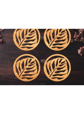 Σετ των 3 Intra απο ξύλο plywood 3mm-4mm πάχος Botanical Cup Coaster File Cut  SV Δίασταση 15x15 cm INTRAFABR-121341072