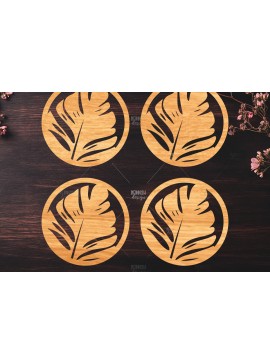 Σετ των 2 Intra απο ξύλο plywood 3mm-4mm πάχος Botanical Cup Coaster File Cut  Δίασταση 15x15 cm INTRAFABR-121341116