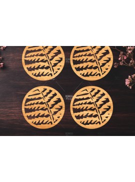 Σετ των 2 Intra απο ξύλο plywood 3mm-4mm πάχος Botanical Cup Coaster File Cut  Δίασταση 15x15 cm INTRAFABR-121341157