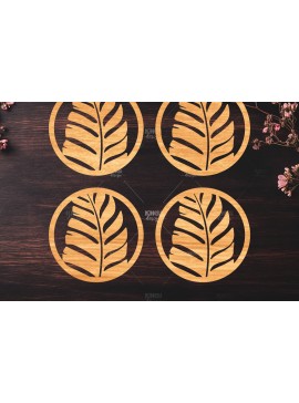 Σετ των 2 Intra απο ξύλο plywood 3mm-4mm πάχος Botanical Cup Coaster File Cut  Δίασταση 15x15 cm INTRAFABR-121341194