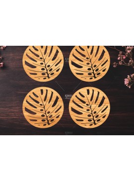 Σετ των 2 Intra απο ξύλο plywood 3mm-4mm πάχος Botanical Cup Coaster File Cut  Δίασταση 15x15 cm INTRAFABR-121341230