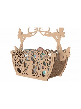 Σετ των 2 Intra απο ξύλο plywood 3mm-4mm πάχος Πασχαλινό καλάθι με φιόγκο και πεταλούδα Δίασταση 30x20 cm INTRAFABR-114668040