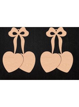 Σετ των 3 Intra απο ξύλο plywood 3mm-4mm πάχος Σκουλαρίκια με φιόγκο και καρδιά σχέδιο Δίασταση 3x3 cm INTRAFABR-113201260