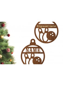 Σετ των 3 Intra απο ξύλο plywood 3mm-4mm πάχος Χριστουγεννιάτικο στολίδι Bowling Δίασταση 3x3 cm INTRAFABR-77300706