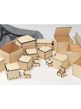 Σετ των 2 Intra απο ξύλο plywood 3mm-4mm πάχος Box -  - Glowforge Δίασταση 15x15 cm INTRAFABR-24999901