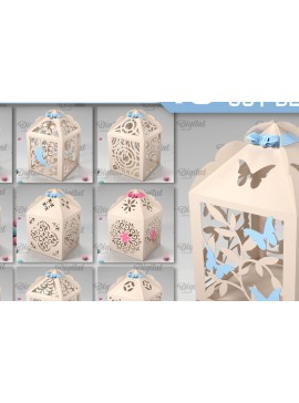 Σετ των 3 Intra απο ξύλο plywood 3mm-4mm πάχος Box Paper Cut . 3D κουτί δώρου Δίασταση 10x10 cm INTRAFABR-90264526