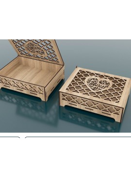 Σετ των 2 Intra απο ξύλο plywood 3mm-4mm πάχος Κουτί με Cut Heart  Δίασταση 15x15 cm INTRAFABR-57353110