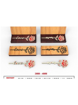 Σετ των 3 Intra απο ξύλο plywood 3mm-4mm πάχος κοπής με λέιζερ σε κουτί δώρου λουλουδιών Δίασταση 10x10 cm INTRAFABR-105206696