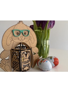 Σετ των 2 Intra απο ξύλο plywood 3mm-4mm πάχος Κηροπήγιο πασχαλινό λαγουδάκι για αγόρι Δίασταση 15x15 cm INTRAFABR-119033767