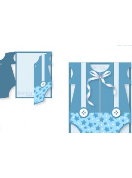 Σετ των 2 Intra απο ξύλο plywood 3mm-4mm πάχος Πρότυπο πρόσκλησης κάρτας Boy Onesie Δίασταση 15x15 cm INTRAFABR-4678298