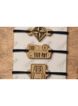 Σετ των 3 Intra απο ξύλο plywood 3mm-4mm πάχος Βραχιόλια Charm | Αξεσουάρ Δίασταση 5x5 cm INTRAFABR-123577541