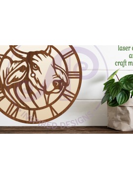 Σετ των 3 Intra απο ξύλο plywood 3mm-4mm πάχος κοπής με λέιζερ ρολόι τοίχου Brahma Bull Δίασταση 8x8 cm INTRAFABR-95380350