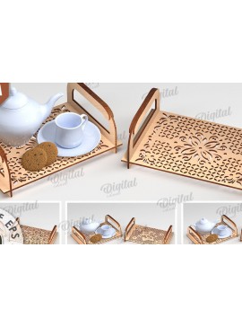 Σετ των 2 Intra απο ξύλο plywood 3mm-4mm πάχος Δίσκοι σερβιρίσματος πρωινού κοπής με λέιζερ Δίασταση 30x20 cm INTRAFABR-111599763