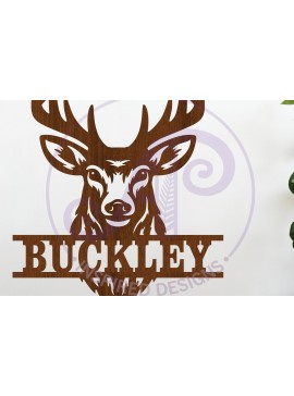 Σετ των 3 Intra απο ξύλο plywood 3mm-4mm πάχος Buck Deer Head Name Wall Art SV, Δίασταση 10x10 cm INTRAFABR-117829594