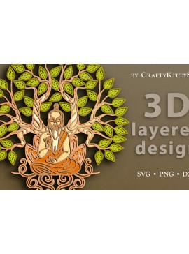 Σετ των 3 Intra απο ξύλο plywood 3mm-4mm πάχος περικοπής με 3D στρώσεις δέντρου της Buddha Yoga Δίασταση 7x7 cm INTRAFABR-62767283