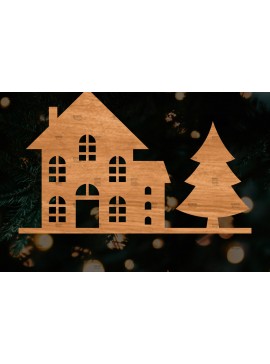 Σετ των 2 Intra απο ξύλο plywood 3mm-4mm πάχος Κτίρια αποκοπής αρχείου , σπιτιών Δίασταση 15x15 cm INTRAFABR-107621320