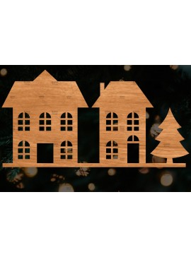 Σετ των 2 Intra απο ξύλο plywood 3mm-4mm πάχος Κτίρια αποκοπής αρχείου , σπιτιών Δίασταση 15x15 cm INTRAFABR-107621165